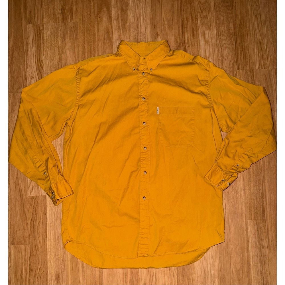 Beretta Mens XL Mustard Yellow Long Sleeve Button Down Cotton Hunting Shirt - Picture 2 of 4